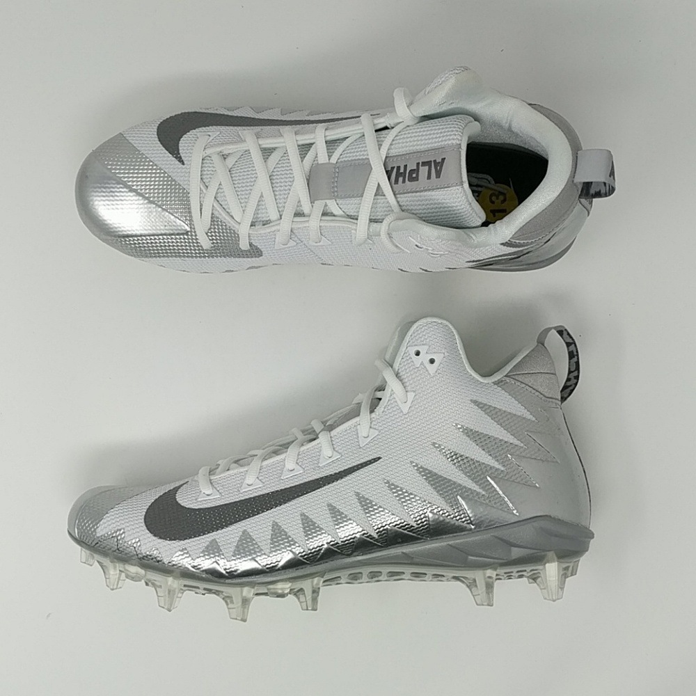 Nike Alpha Menace Pro Mid Football Cleats White